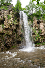 Honey waterfalls in Caucasus mountains