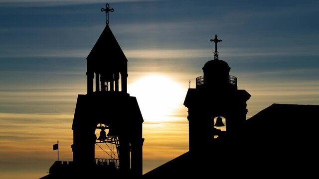 Church of the Nativity in Bethlehem, Time Lapse at Sunset, Palestine, Israel