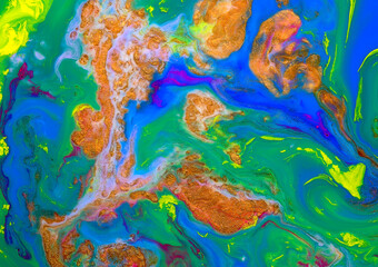 Naklejka premium Beautiful acrylic color abstract background. Colored marble mixed ink abstraction.