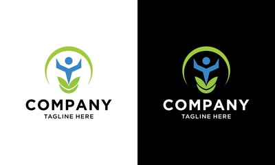 Organic leaf people logo template. Creative Healthy People Concept Logo Design. 