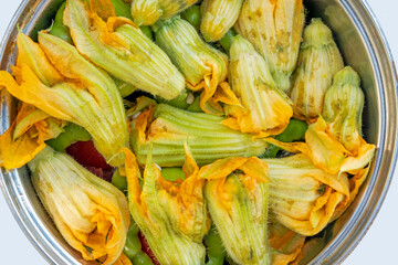 Turkish stuffed flowers of zucchini