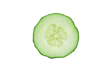 single sliced cucumber isolated on white background.