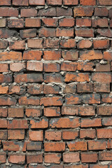 A grungy brick wall texture as background.