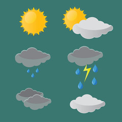Weather forecast icons. Climate vector linear colorful icon set. Vector illustration
