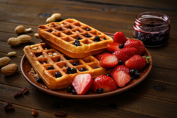 Viennese waffles with the fruits