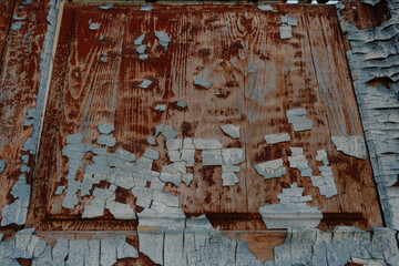 texture. old wooden door. old paint peeling. High quality photo