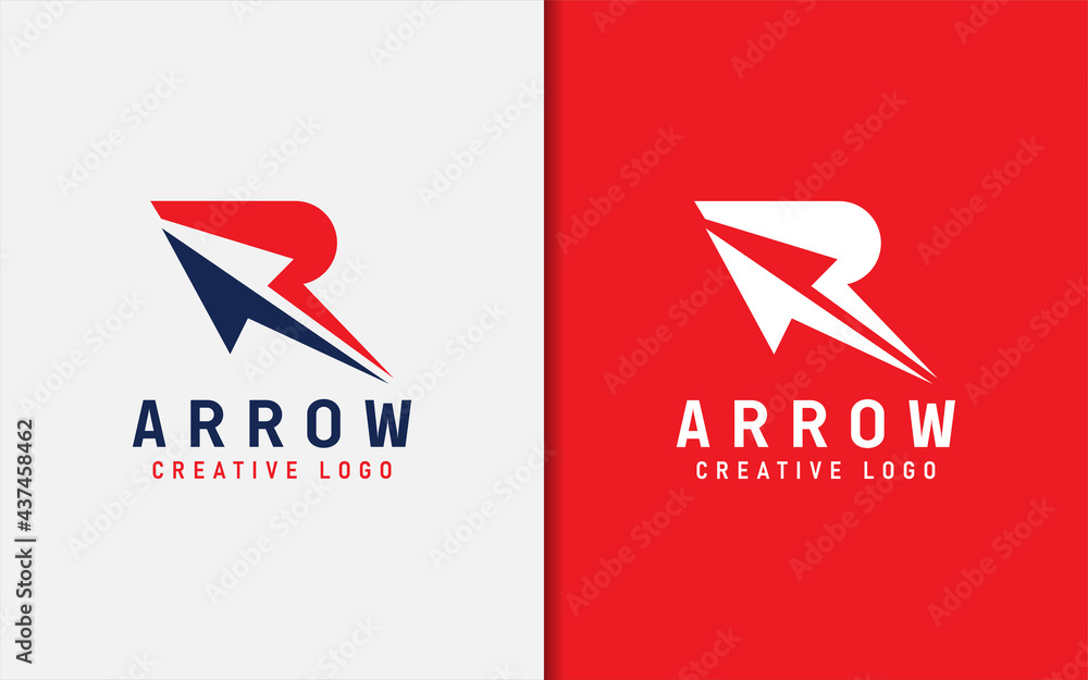 Aufkleber abstract initial letter r with arrow concept combination logo design. simple minimalist vector logo 
