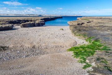 Fototapeta na wymiar Coastal landscape with cliffs in Peninsula Valdes,Patagonia Argentina.