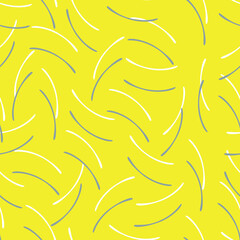 Thin little arcuate sticks. Seamless pattern for fabrics, textiles, decorative pillows, bed linen. The trend colors are yellow and gray. Vector graphics.