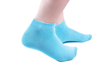 Blue socks on a white isolated background