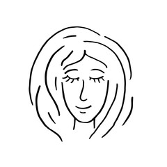 Hand-drawn girl face. Doodle sketch for banner, poster, print, etc.