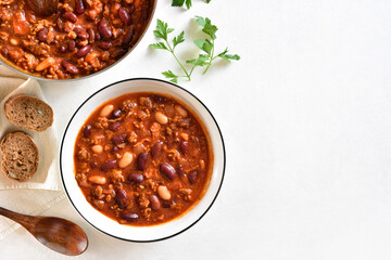 Stewed beans with ground beef and bacon