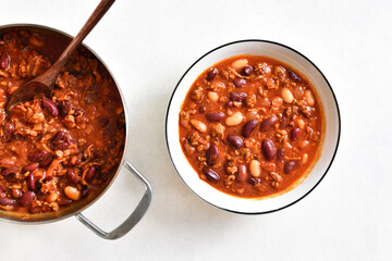 Cowboy beans with ground beef, jalapeno and bacon