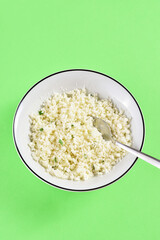 Cauliflower rice in a bowl
