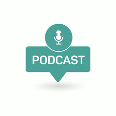 Podcast. Badge, icon, stamp, logo. Vector illustration.