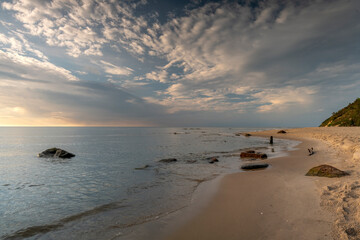 Landscape above the sea. Sand, beach and sea. Landscape from the Baltic Sea. 