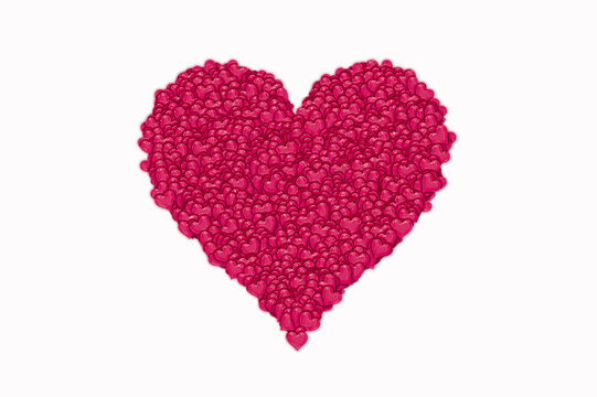 big red heart from many small hearts on white background
