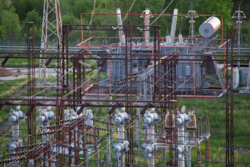 Electrical substation. Transformer and distribution electrical substation