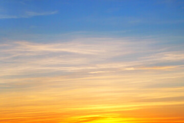 Golden sky background of sunset	
