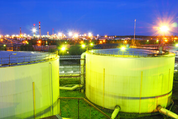 Industrial zone. Fuel tanks in a chemical factory