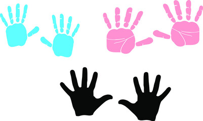 Baby handprints on white background. Vector illustration