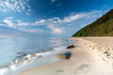 Landscape above the sea. Sand, beach and sea. Landscape from the Baltic Sea.