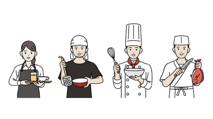 料理人 シェフ 調理師 飲食店の店員 人々 上半身 イラスト素材 Chef Wall Mural Ch Senryu