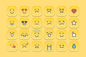 3d emoji icons neomorphism buttons isolated set vector