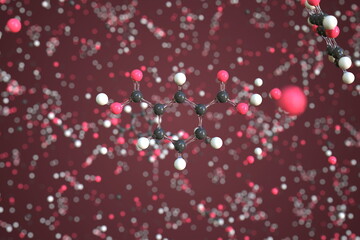 Isophthalic acid molecule made with balls, conceptual molecular model. Chemical 3d rendering