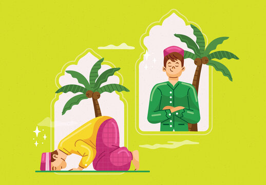 Praying in Ramadhan Illustration
