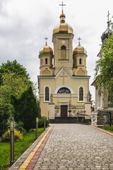 Fototapeta na wymiar Staryi Sambir, Ukraine - 20.05.2021: Saint Nicholas church (Greek Catholic).