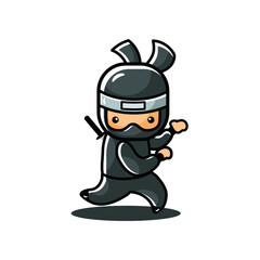 cartoon black little ninja dance with run