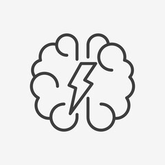 Brainstorm Line Icon. Lightning in brain innovation logo. Vector Illustration. EPS10