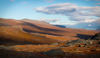 A faraway view of Kebnekaise Mountain Station, September 2020