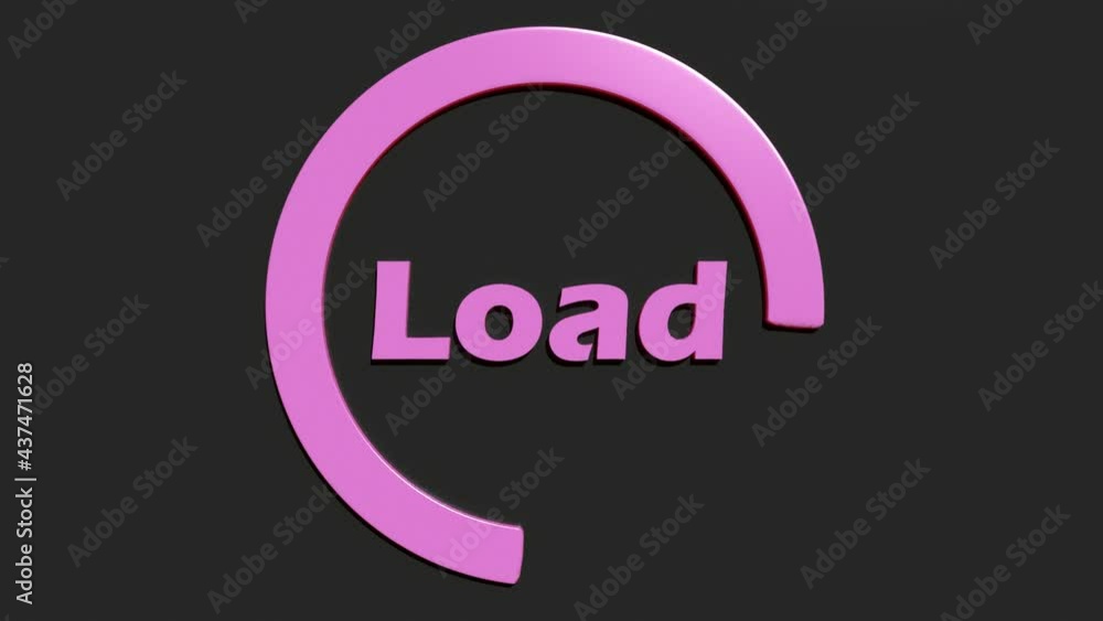 Poster a pink circular indicator sign with the write load - 3d rendering animation video clip