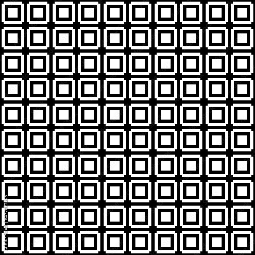 Poster Vector white tile and black background. Simple tile pattern.