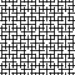 Simple sticks ornament. Looks like maze. Vector black minimal and repeat pattern.