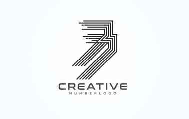 Abstract 77 Number Logo, number 77 monogram line style, usable for anniversary, business and logos, flat design logo template, vector illustration