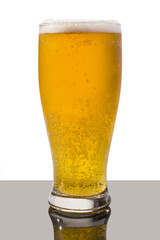 Vaso de cerveza fondo blanco