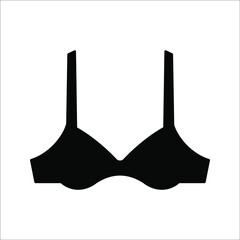 black bra icon. Woman underwear vector illustration isolated on white background. color editable