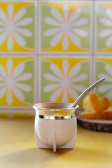 white mate primed. Argentine tradition. Paraguayan tradition, Uruguayan tradition. Yerba mate. traditional drink