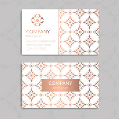 Gold and white vintage business card. Luxury vector ornament template. Great for invitation, flyer, menu, background, wallpaper, decoration, packaging or any desired idea.