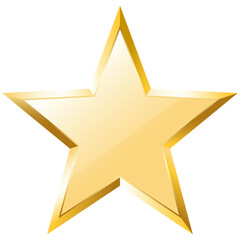 Vector gold star. Realistic 3d decor element