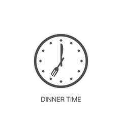 Dinner time vector icon Clock, fork, knife for eating time