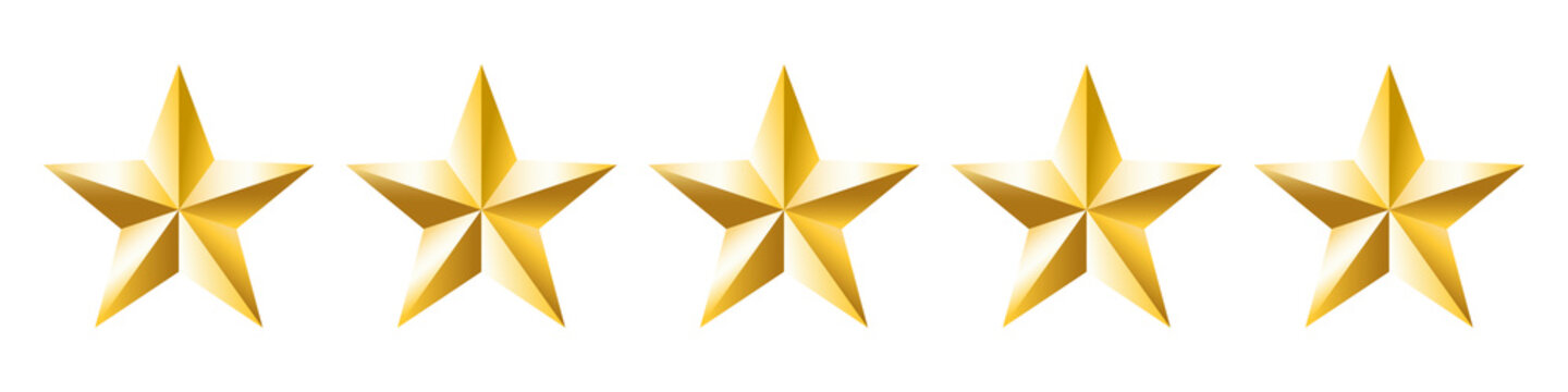 Realistic gold stars vector set. Star rating. Gold star award