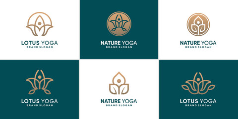Obraz premium Nature yoga logo collection with unique concept Premium Vector