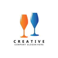 premium quality wine glass logo vector symbol