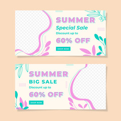 Summer sale horizontal banner template