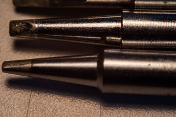 Macro photo of soldering iron tips