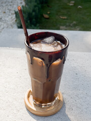 Iced mocha on concrete table